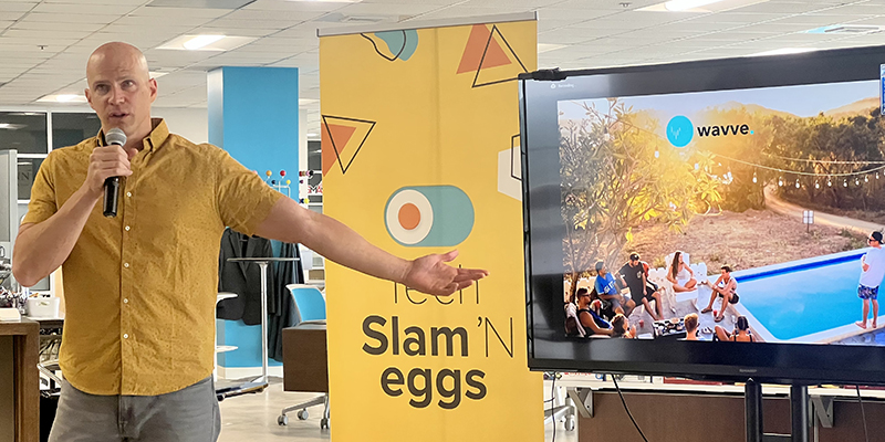 Tech Slam 'N Eggs presenter
